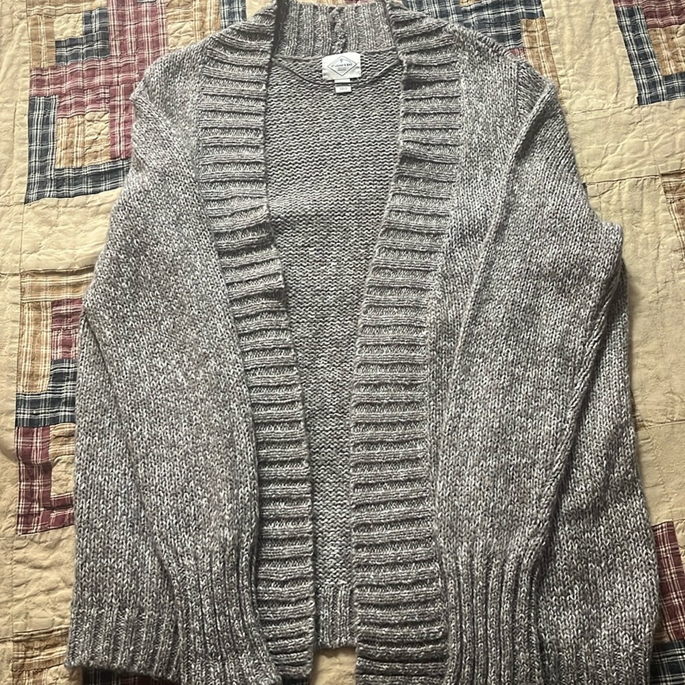 Tan cardigan from St. John’s Bay.